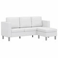 Canapé d’angle, 3 places, modulable, en cuir, coloris blanc, pour le salon