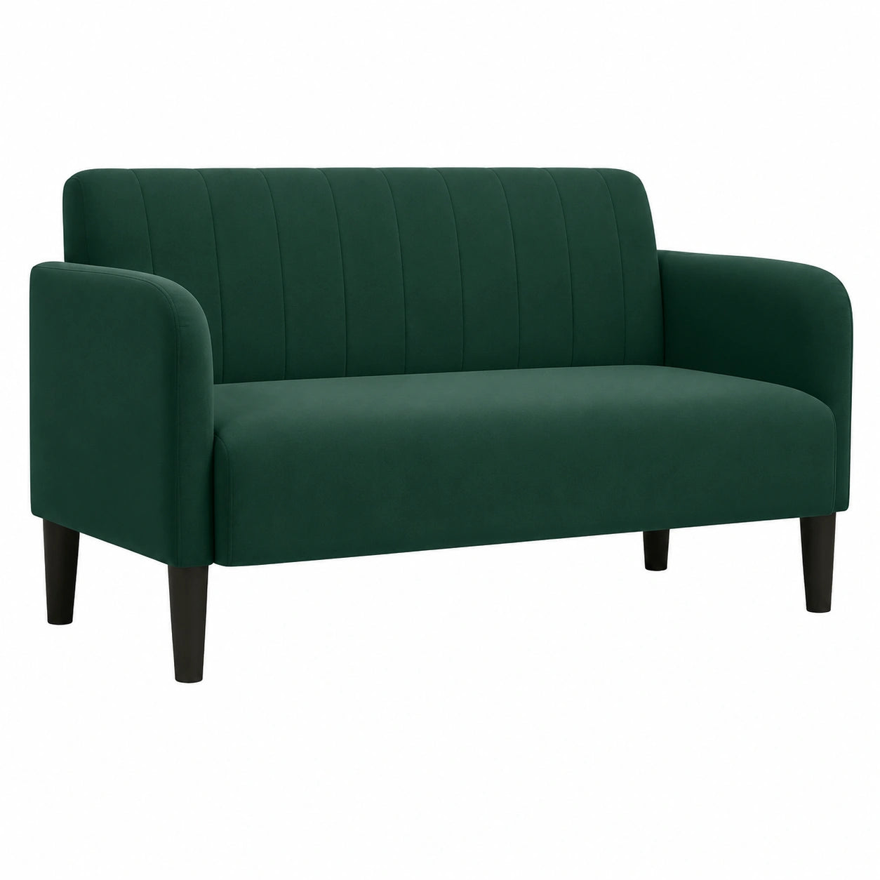 Canapé, rembourré, en velours, 2 places, coloris vert, pour le salon