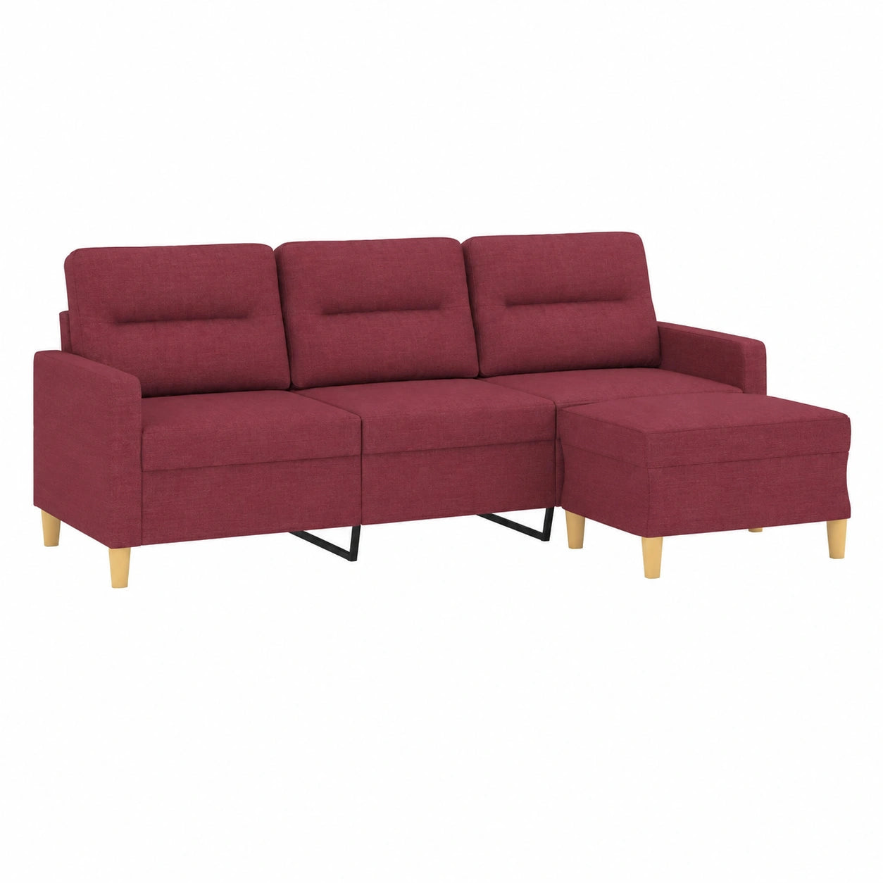 Canapé, en tissu, coloris rouge et bordeaux, 3 places, pour le salon