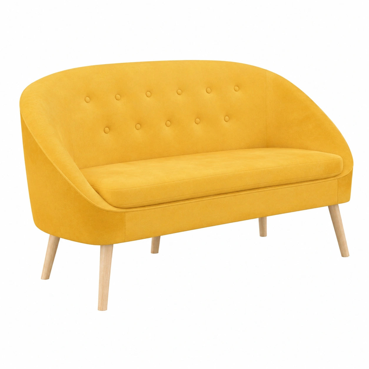 Canapé, en velours, coloris jaune, pour le salon