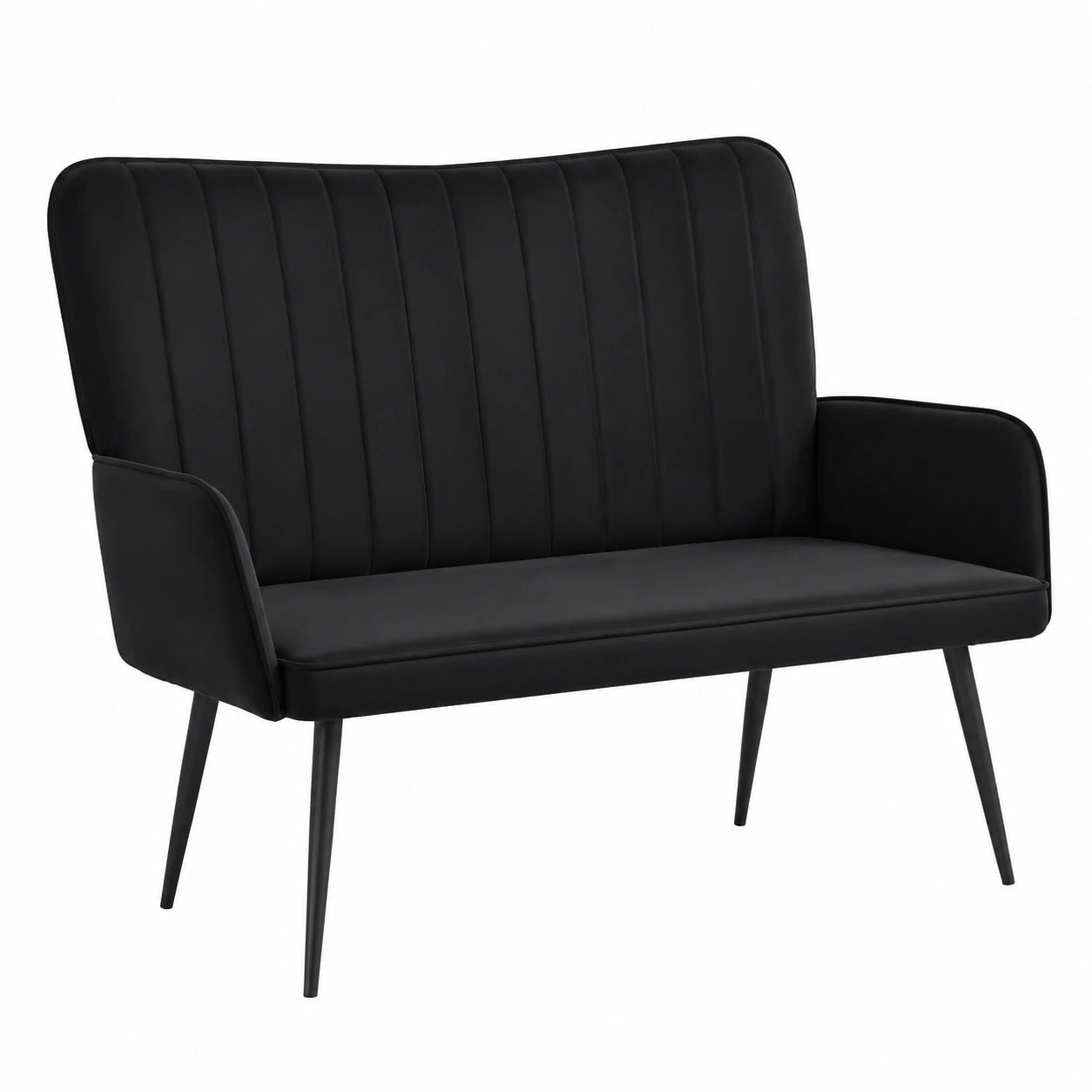 Canapé convertible, en velours, modulable, coloris noir, 115 x 61 x 87 cm, pour le salon ou la chambre d’amis