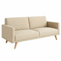 Canapé convertible, en tissu, 3 places, coloris beige, pour le salon ou la chambre d’amis