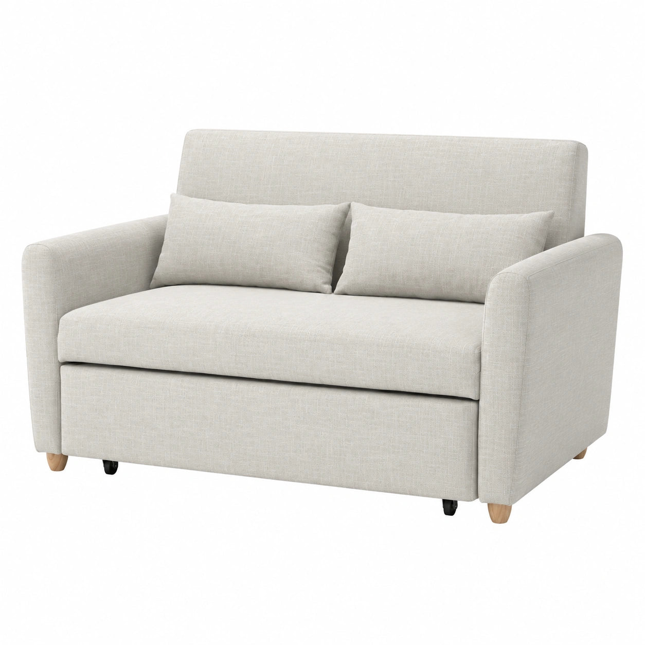 Canapé convertible, 3 places, en tissu, coloris beige, pour le salon ou la chambre d’amis