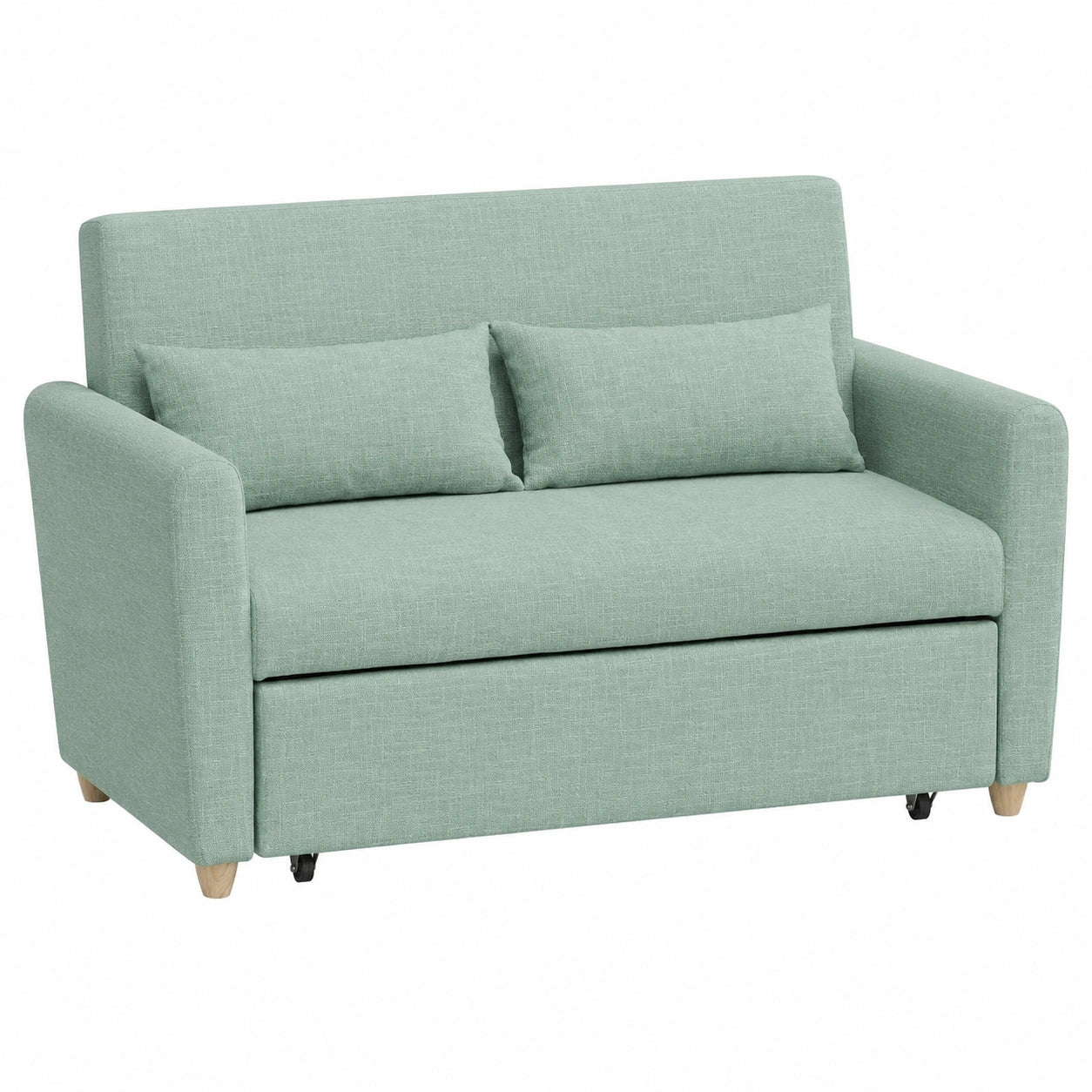 Canapé convertible, en tissu, 3 places, coloris vert, pour le salon ou la chambre d’amis
