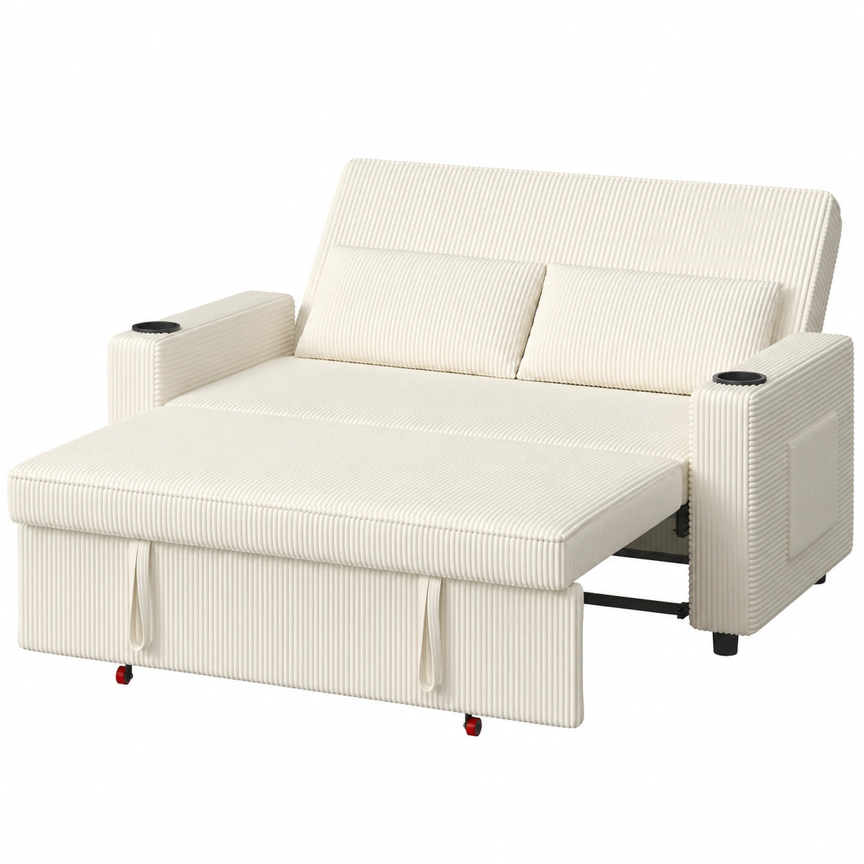 Canapé convertible, en velours, réglable, coloris beige, 2 places, 160 x 190 cm, pour le salon ou la chambre d’amis