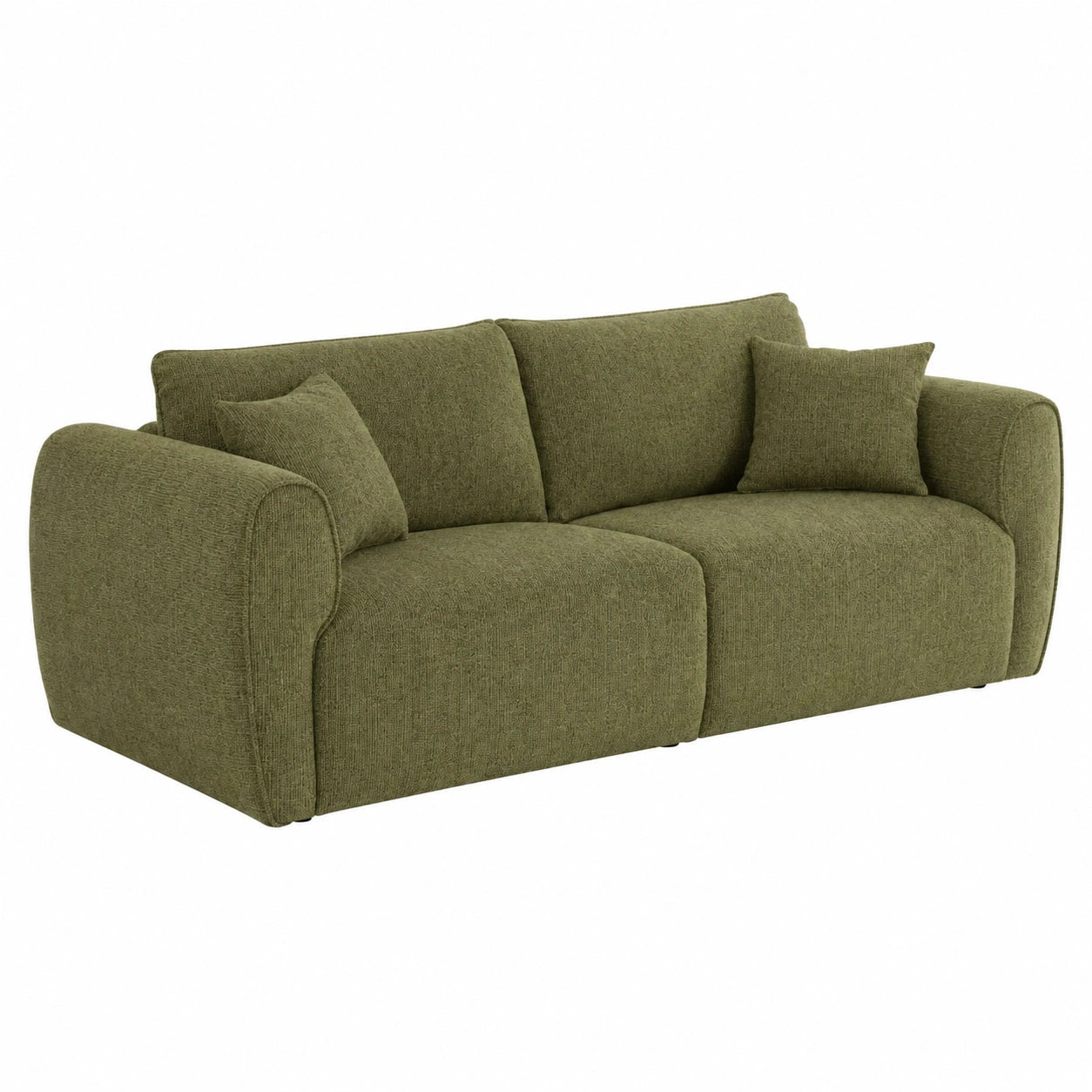 Canapé, en velours, coloris vert, 3 places, pour le salon