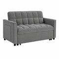 Canapé convertible, en velours, coloris gris, 2 places, pour le salon ou la chambre d’amis