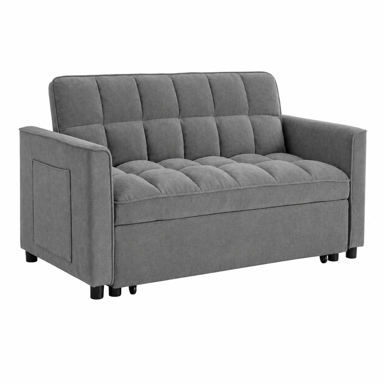 Canapé convertible, en velours, coloris gris, 2 places, pour le salon ou la chambre d’amis