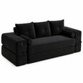 Canapé convertible, modulable, avec rangement, en velours côtelé, coloris noir, pour le salon ou la chambre d’amis